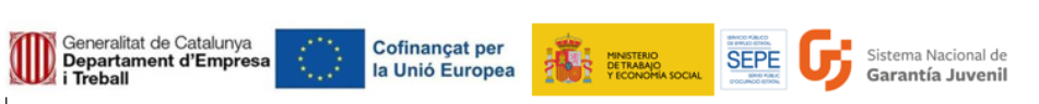 Generalitat de Catalunya · Cofinançat per la Unió Europea · Ministerio de Trabajo y Economía Social SEPE · Sistema Nacional de Garantía Juvenil